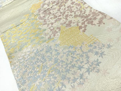 平和屋着物◎六通柄袋帯　唐織　風景文　金糸　正絹　逸品　CABL1660nb