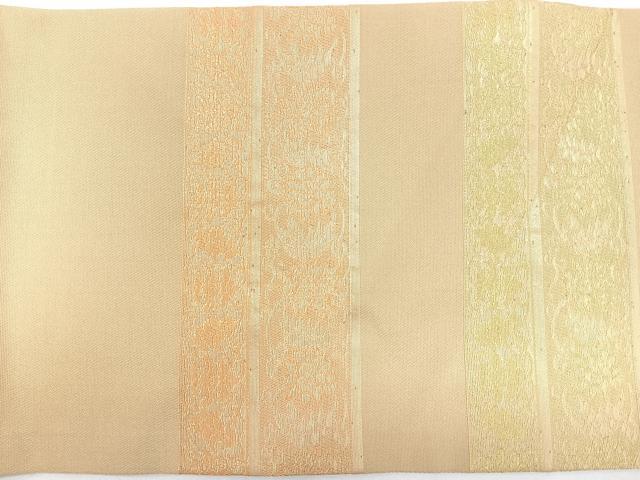 平和屋着物◎九寸名古屋帯　横段花唐草文　金糸　正絹　逸品　CABL1663nb