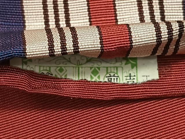 平和屋着物◎本場筑前博多織　半幅帯　縞　証紙付き　正絹　逸品　未使用　CABL1666nb