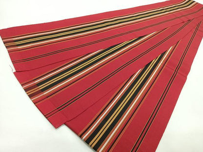 平和屋着物◎本場筑前博多織　半幅帯　縞　一重帯　正絹　逸品　未使用　CABL1668nb