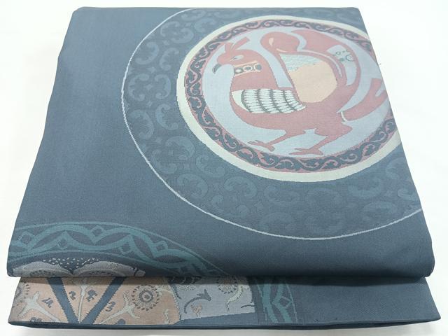 平和屋着物◎六通柄袋帯　花鳥丸文　正絹　逸品　CABL1670nb