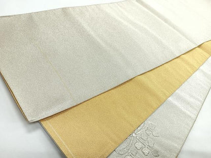 平和屋着物◎太鼓柄袋帯　駒刺繍　綴れ　五三の桐　銀糸　正絹　逸品　未使用　CABL1691nb