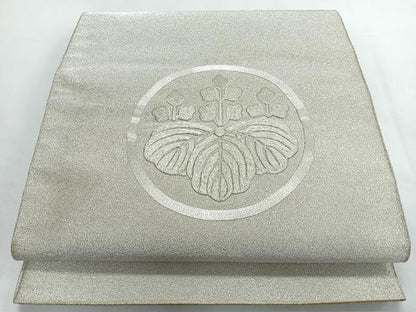 平和屋着物◎太鼓柄袋帯　駒刺繍　綴れ　五三の桐　銀糸　正絹　逸品　未使用　CABL1691nb