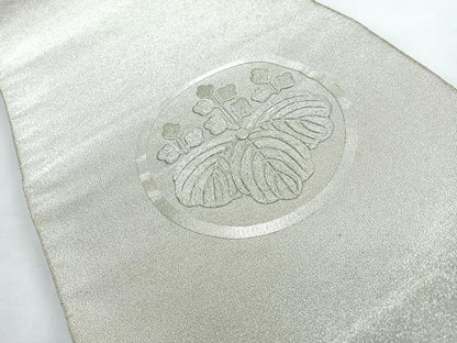 平和屋着物◎太鼓柄袋帯　駒刺繍　綴れ　五三の桐　銀糸　正絹　逸品　未使用　CABL1691nb