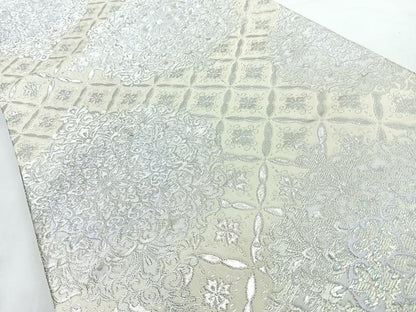平和屋着物◎六通柄袋帯　正倉院花文　銀糸　やまとオリジナル　正絹　逸品　CABL1695nb