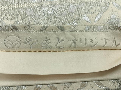 平和屋着物◎六通柄袋帯　正倉院花文　銀糸　やまとオリジナル　正絹　逸品　CABL1695nb