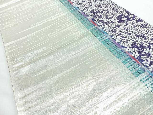 平和屋着物◎六通柄袋帯　唐織　舞花文　銀糸　正絹　逸品　CABL1696nb