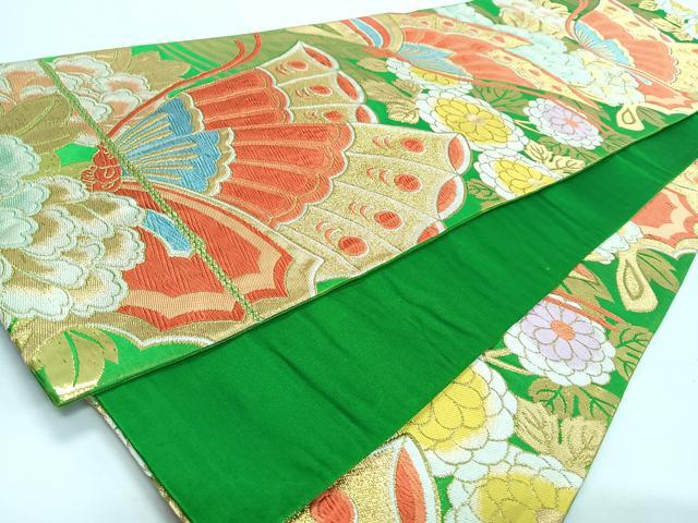 平和屋着物◎六通柄袋帯　唐織　花蝶文　金糸　正絹　逸品　CABL1700nb