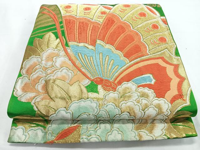 平和屋着物◎六通柄袋帯　唐織　花蝶文　金糸　正絹　逸品　CABL1700nb