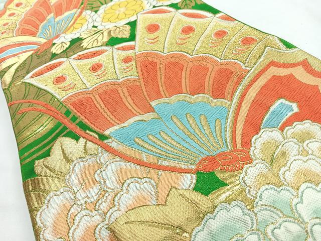 平和屋着物◎六通柄袋帯　唐織　花蝶文　金糸　正絹　逸品　CABL1700nb