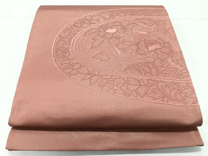 平和屋着物◎中国三大刺繍　相良刺繍　総刺繍　太鼓柄袋帯　花鳥文　金糸　正絹　逸品　未使用　CABL1704nb