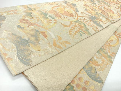平和屋着物◎六通柄袋帯　花蝶丸文　金糸　正絹　逸品　CABL1710nb