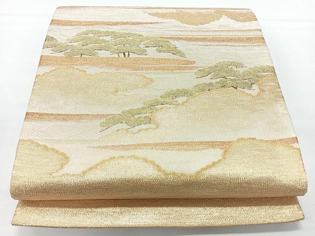 平和屋着物◎西陣　太鼓柄袋帯　松　金糸　正絹　逸品　CABL1711nb