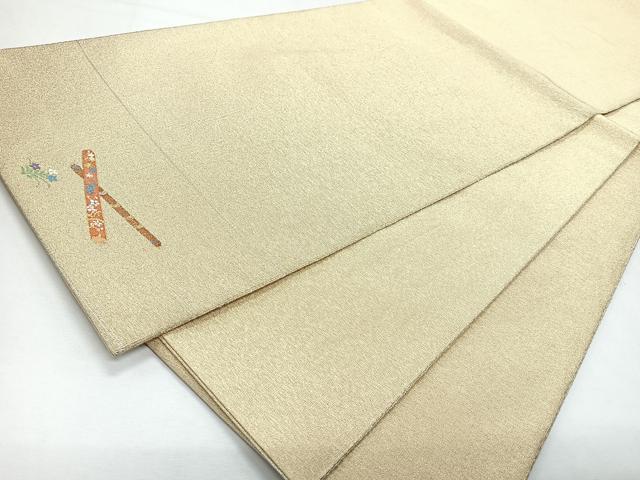 平和屋着物◎全通柄袋帯　綴れ　ワンポイント　横笛　金糸　正絹　逸品　CABL1712nb