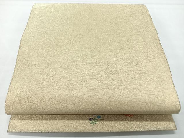 平和屋着物◎全通柄袋帯　綴れ　ワンポイント　横笛　金糸　正絹　逸品　CABL1712nb