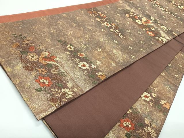 平和屋着物◎六通柄袋帯　花鳥文　金糸　正絹　逸品　CABL1715nb