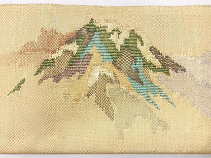 平和屋着物◎つけ帯　遠間風景文　すくい織　金糸　正絹　逸品　CABL1717nb