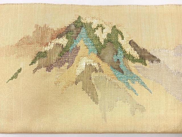 平和屋着物◎つけ帯　遠間風景文　すくい織　金糸　正絹　逸品　CABL1717nb