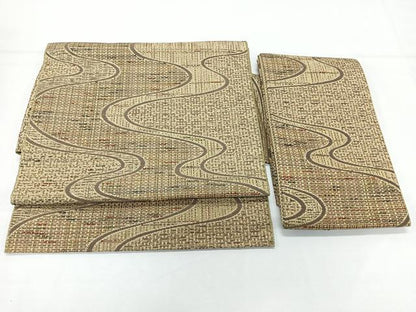 平和屋着物◎つけ帯　流水文　正絹　逸品　CABL1718nb