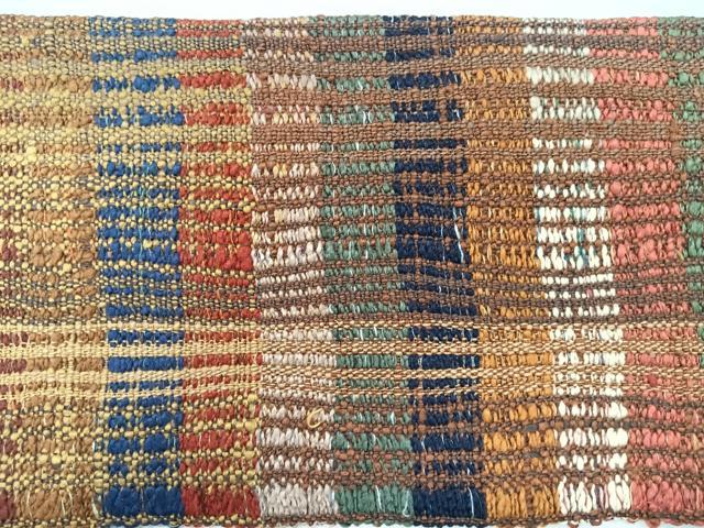 平和屋着物◎八寸名古屋帯　紬地　よろけ縞　正絹　逸品　CABL1722nb