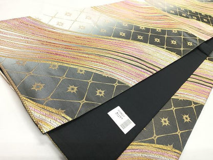 平和屋着物◎六通柄袋帯　唐織　ピュア　ナチュラル　金糸　正絹　逸品　未使用　CABL1724nb