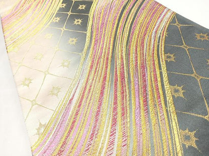 平和屋着物◎六通柄袋帯　唐織　ピュア　ナチュラル　金糸　正絹　逸品　未使用　CABL1724nb