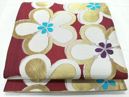 平和屋着物◎六通柄袋帯　舞花文　金銀糸　正絹　逸品　CABL1725nb