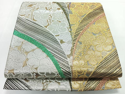 平和屋着物◎六通柄袋帯　舞花文　金銀糸　正絹　逸品　CABL1732nb