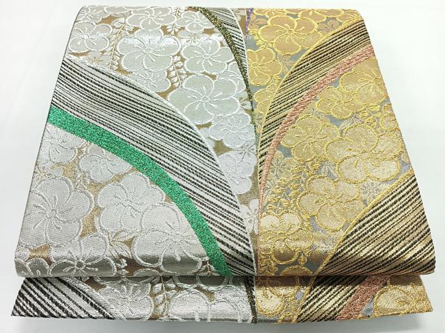 平和屋着物◎六通柄袋帯　舞花文　金銀糸　正絹　逸品　CABL1732nb