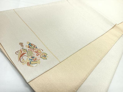 平和屋着物◎全通柄袋帯　綴れ　吉祥文様　七宝　ワンポイント　金銀糸　正絹　逸品　CABL1733nb