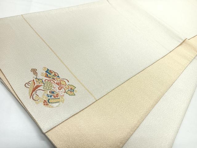 平和屋着物◎全通柄袋帯　綴れ　吉祥文様　七宝　ワンポイント　金銀糸　正絹　逸品　CABL1733nb