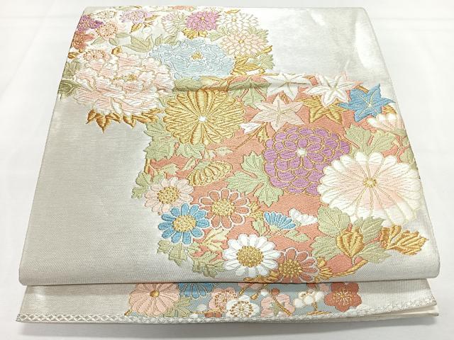 平和屋着物◎六通柄袋帯　唐織　翡翠錦　金銀糸　正絹　逸品　CABL1737nb