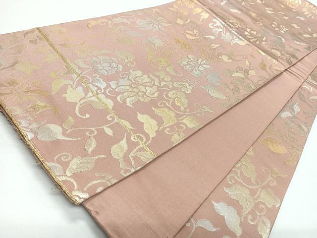 平和屋着物◎六通柄袋帯　花唐草文　金銀糸　正絹　逸品　CABL1738nb