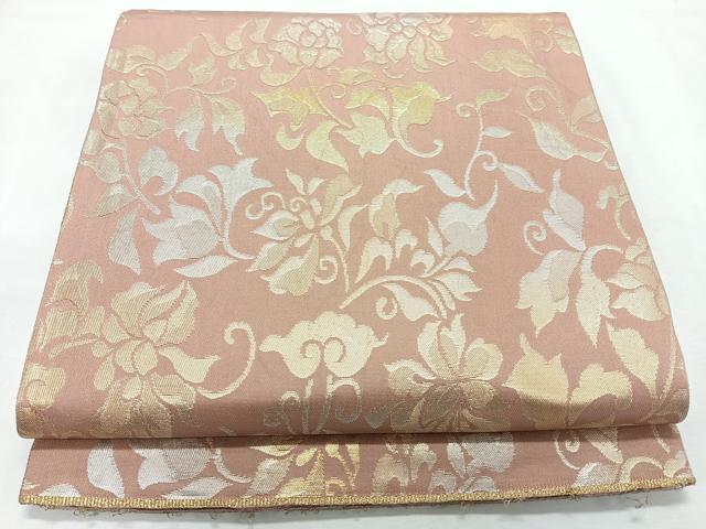 平和屋着物◎六通柄袋帯　花唐草文　金銀糸　正絹　逸品　CABL1738nb
