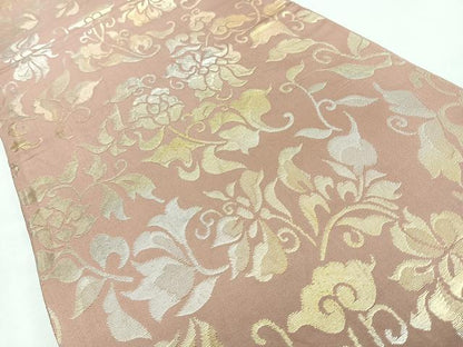 平和屋着物◎六通柄袋帯　花唐草文　金銀糸　正絹　逸品　CABL1738nb
