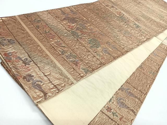 平和屋着物◎六通柄袋帯　花鳥文　金糸　正絹　逸品　CABL1741nb