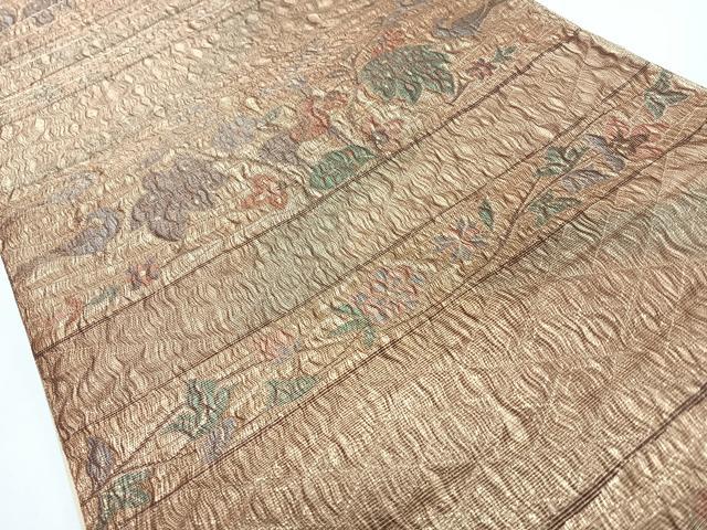平和屋着物◎六通柄袋帯　花鳥文　金糸　正絹　逸品　CABL1741nb