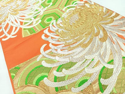平和屋着物◎六通柄袋帯　唐織　地紙吉祥文　乱菊　金銀糸　正絹　逸品　CABL1747nb