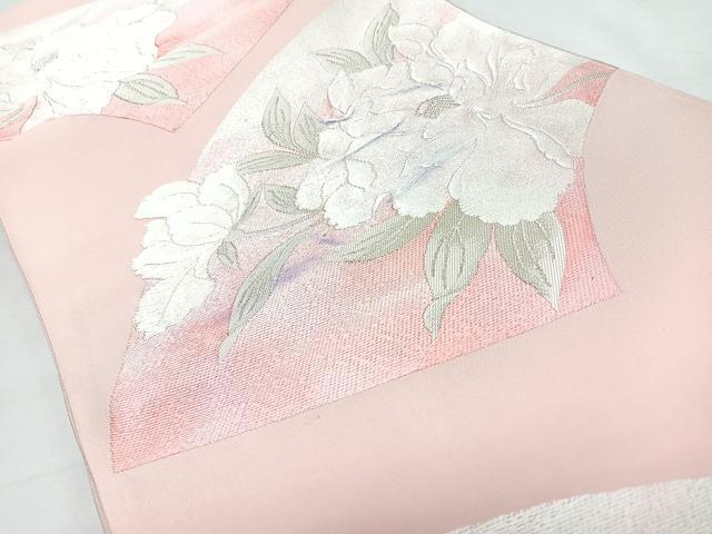 平和屋着物◎六通柄袋帯　唐織　地紙舞花文　銀糸　正絹　逸品　CABL1752nb