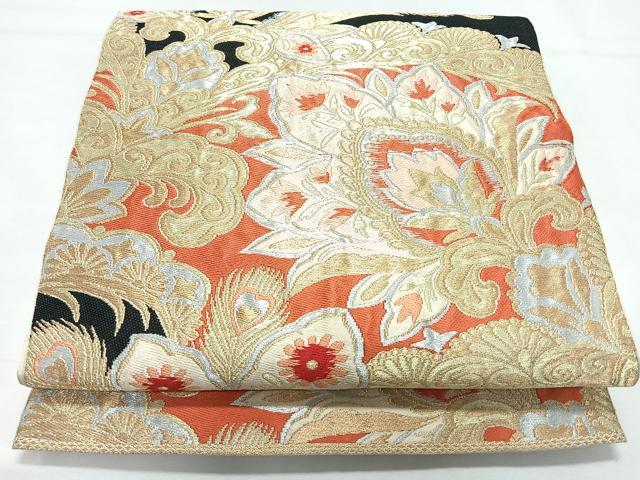 平和屋着物◎六通柄　本袋帯　唐織　更紗花文　金銀糸　正絹　逸品　CABL1757nb