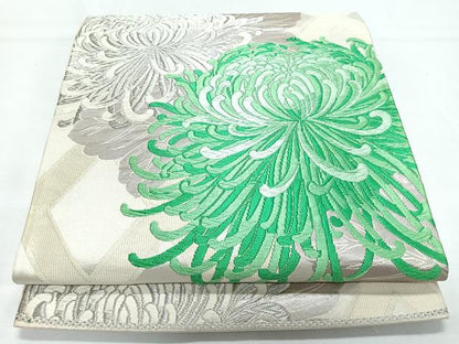 平和屋着物◎六通柄袋帯　唐織　乱菊　銀糸　正絹　逸品　CABL1769nb