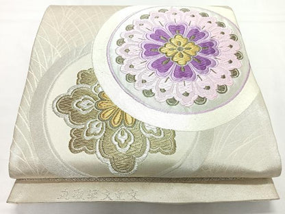 平和屋着物◎六通柄袋帯　唐織　丸取華文重文　金銀糸　正絹　逸品　CABL1771nb