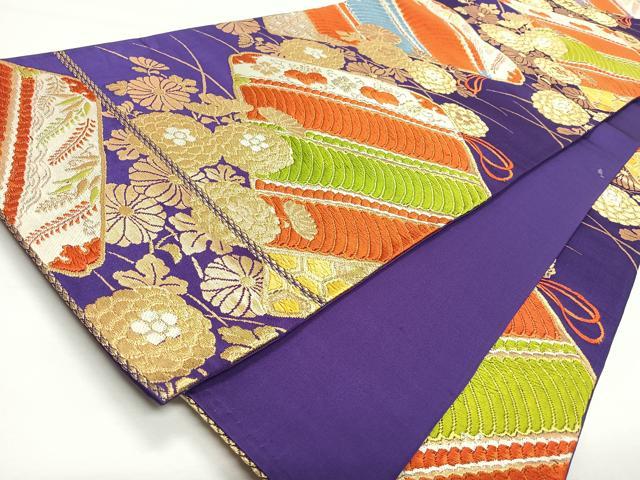 平和屋着物◎六通柄袋帯　唐織　草花文　金糸　正絹　逸品　CABL1772nb