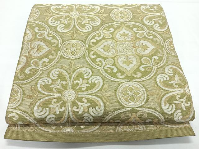 平和屋着物◎六通柄　本袋帯　更紗花文　金糸　正絹　逸品　CABL1783nb