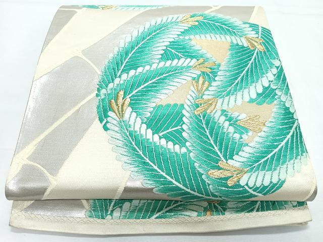 平和屋着物◎六通柄袋帯　唐織　竹　松葉　金銀糸　正絹　逸品　CABL1784nb