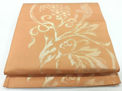 平和屋着物◎六通柄　京袋帯　葡萄花唐草文　金糸　正絹　逸品　CABL1795nb