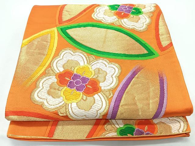 平和屋着物◎西陣　六通柄袋帯　唐織　七宝花文　金糸　正絹　逸品　CABL1798nb