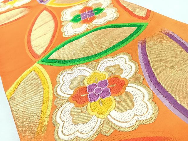 平和屋着物◎西陣　六通柄袋帯　唐織　七宝花文　金糸　正絹　逸品　CABL1798nb