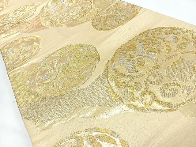 平和屋着物◎六通柄袋帯　道長花唐草丸文　金銀糸　正絹　逸品　CABL1801nb