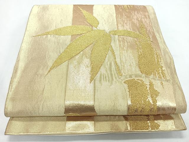 平和屋着物◎六通柄袋帯　笹竹文　金糸　正絹　逸品　CABL1804nb